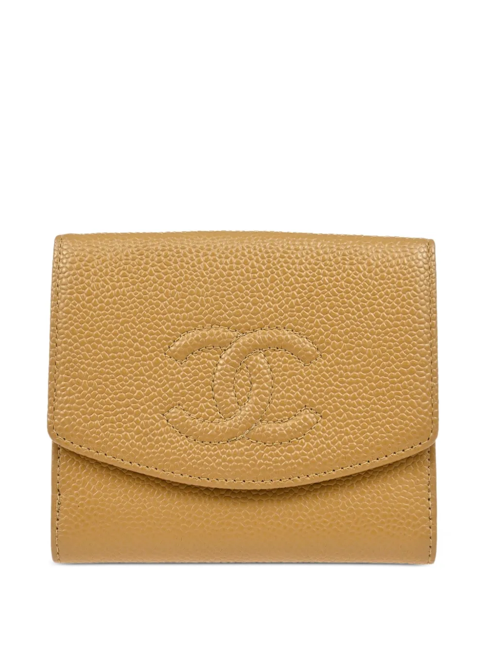 Pre-owned Chanel 2003 Leather Bifold Wallet In Neutral