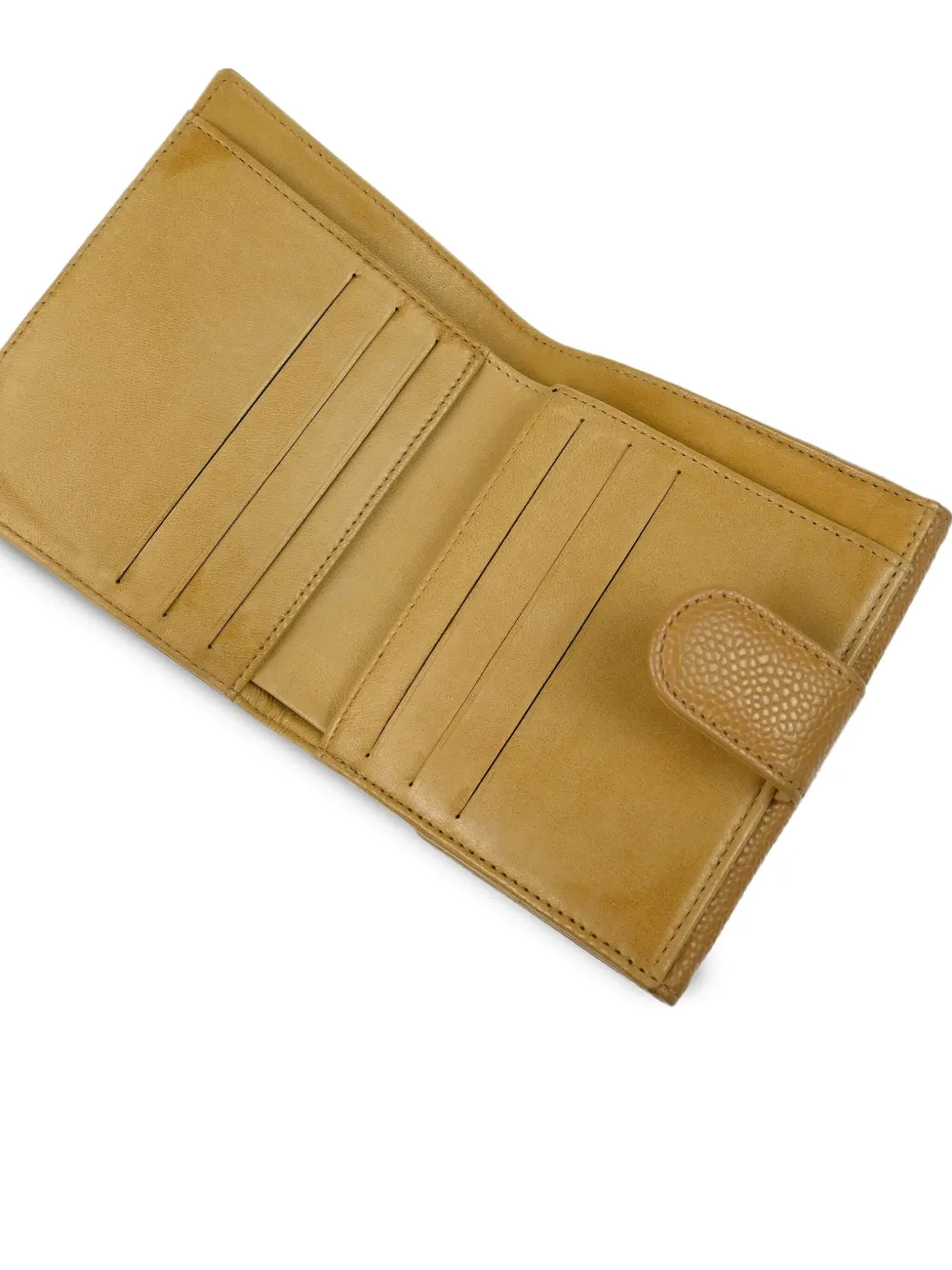 Pre-owned Chanel 2003 Leather Bifold Wallet In Neutral