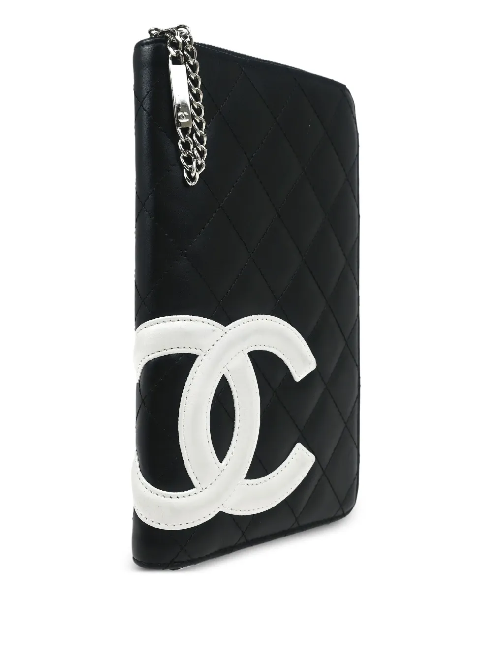 Pre-owned Chanel 2006 Cambon Quilted Wallet In Black