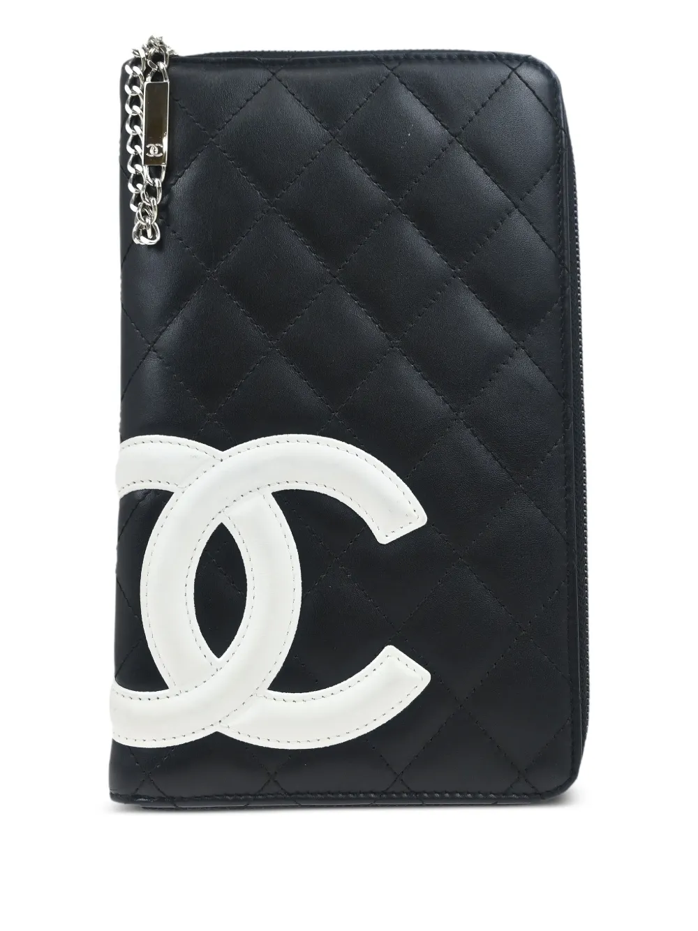 Pre-owned Chanel 2006 Cambon Quilted Wallet In Black