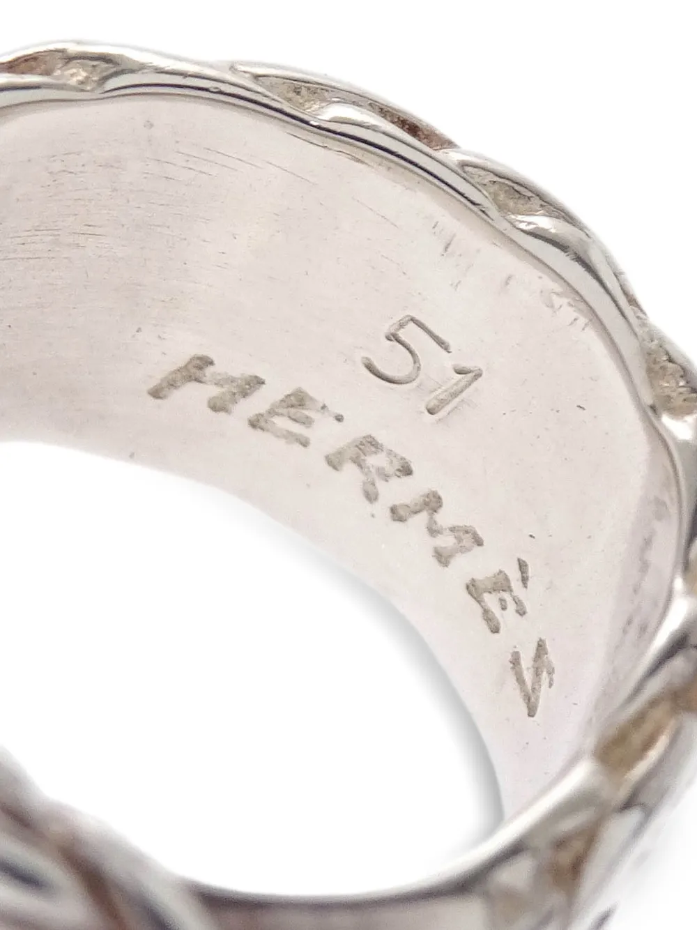 Pre-owned Hermes 1990-2000s Buckle-shaped Ring In Silver