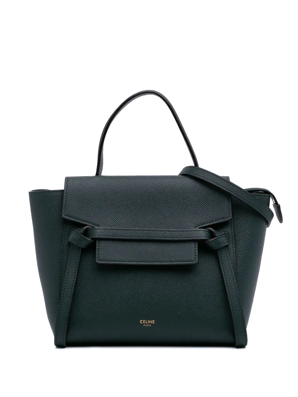 Céline Pre-Owned 2018-2025 ナノ グレインカーフ ベルトバッグ サッチェルバッグ - グリーン Céline Pre-Owned 2018-2025 ナノ グレインカーフ ベルトバッグ サッチェルバッグ - グリーン