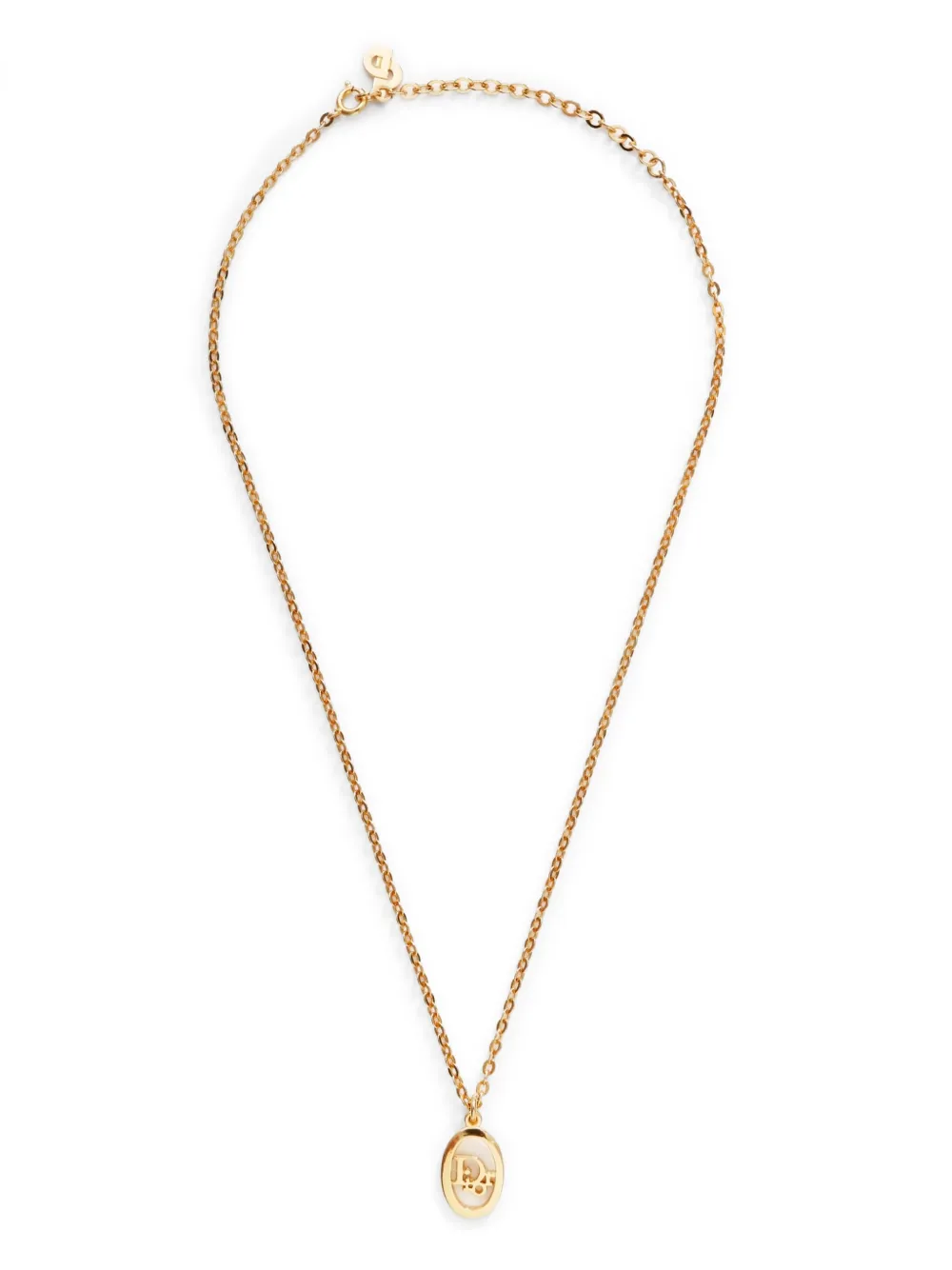 Christian Dior Pre-Owned 1980-1990 logo-pendant necklace - ゴールドトーン Christian Dior Pre-Owned 1980-1990 logo-pendant necklace - ゴールドトーン