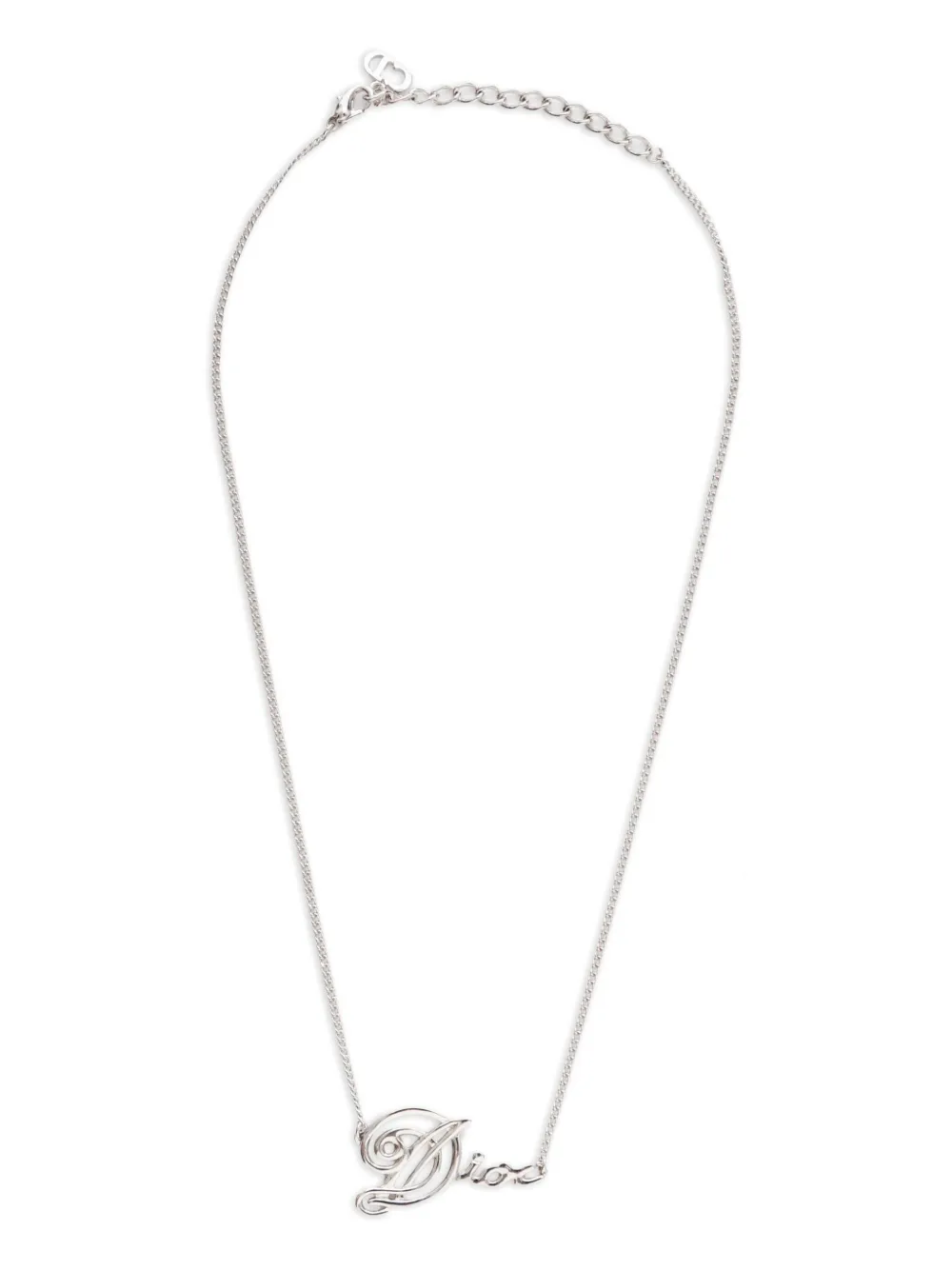 Christian Dior Pre-Owned 2000-2010 logo-lettering necklace - シルバートーン Christian Dior Pre-Owned 2000-2010 logo-lettering necklace - シルバートーン