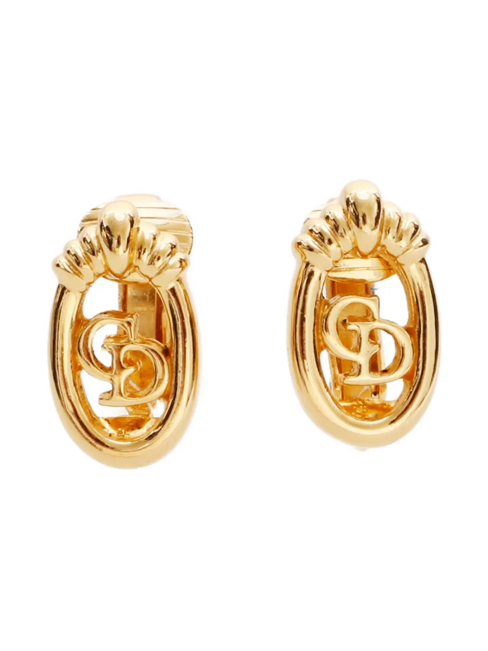 Christian Dior Pre-Owned 1980-1990 CD clip-on earrings - ゴールドトーン Christian Dior Pre-Owned 1980-1990 CD clip-on earrings - ゴールドトーン