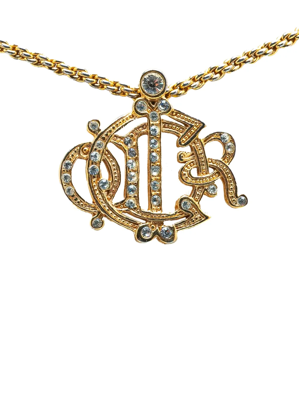 Christian Dior Pre-Owned 20th Century Gold Plated Logo Crystal Pendant Christian Dior Pre-Owned 20th Century Gold Plated Logo Crystal Pendant