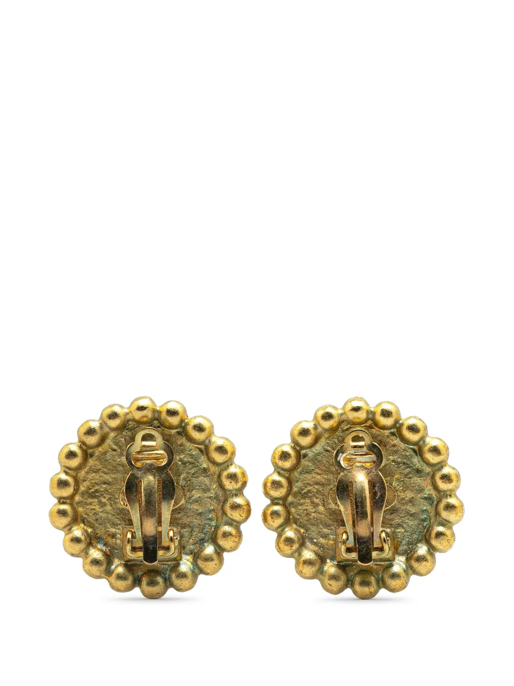 CHANEL Pre-Owned aretes bañados en oro CC Button Clip On Earrings 1995 | Image 2