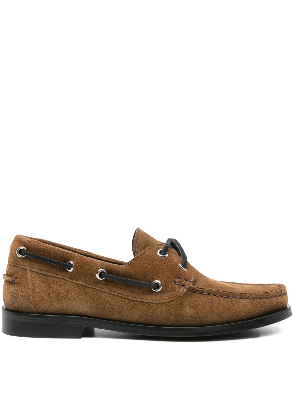 Aeyde Suede Lace-up Boat Shoes In Brown