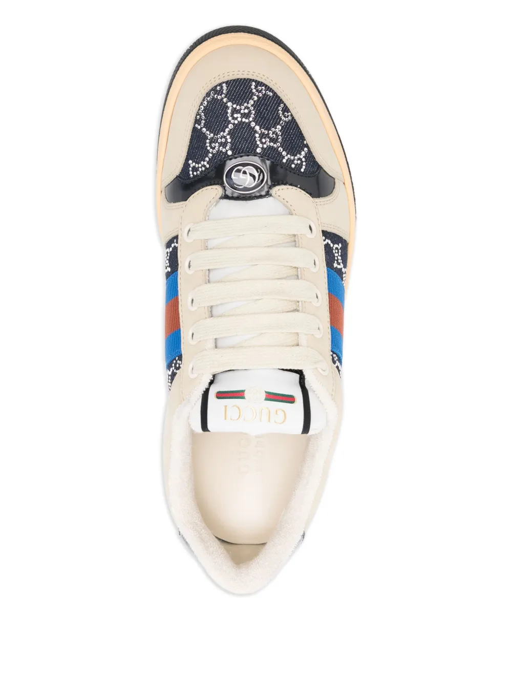 Gucci GGcrystal Screener sneakers met kristallen Beige