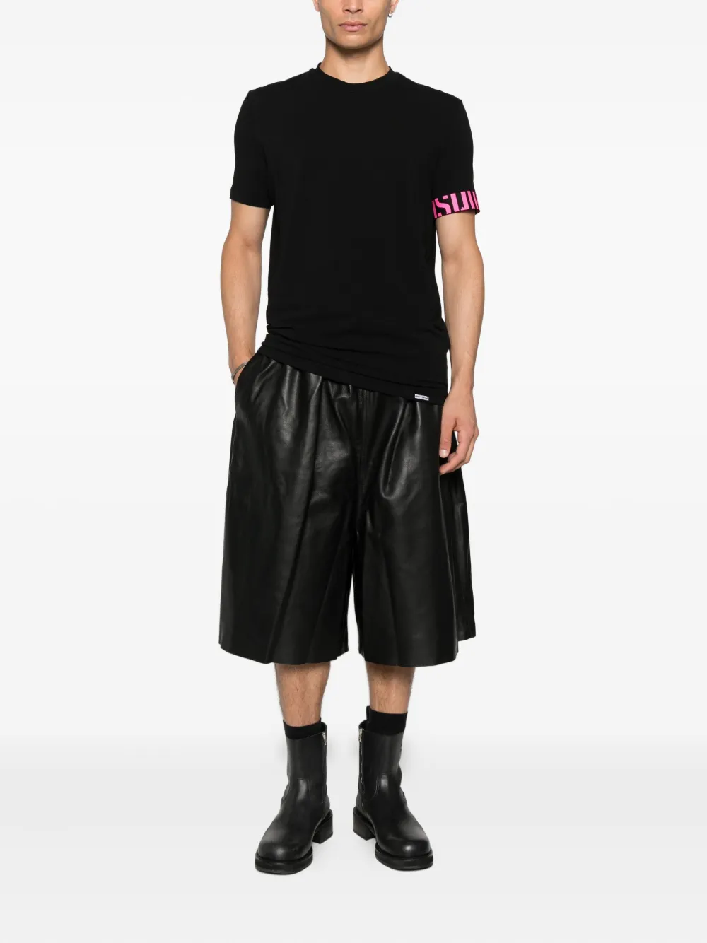 DSQUARED2 T-shirt met ronde hals en mouwdetail - Zwart