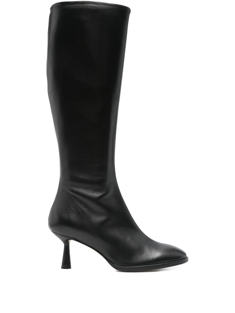 Aeyde 60mm Leather Knee-high Boots In Black
