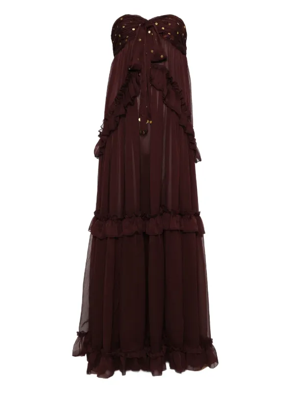 SIEDRES sequin-embellished Maxi Dress | Brown | FARFETCH SIEDRES sequin-embellished Maxi Dress | Brown | FARFETCH