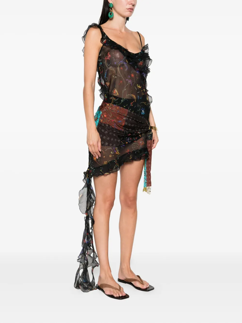 SIEDRES Jurk met bloemenprint Zwart