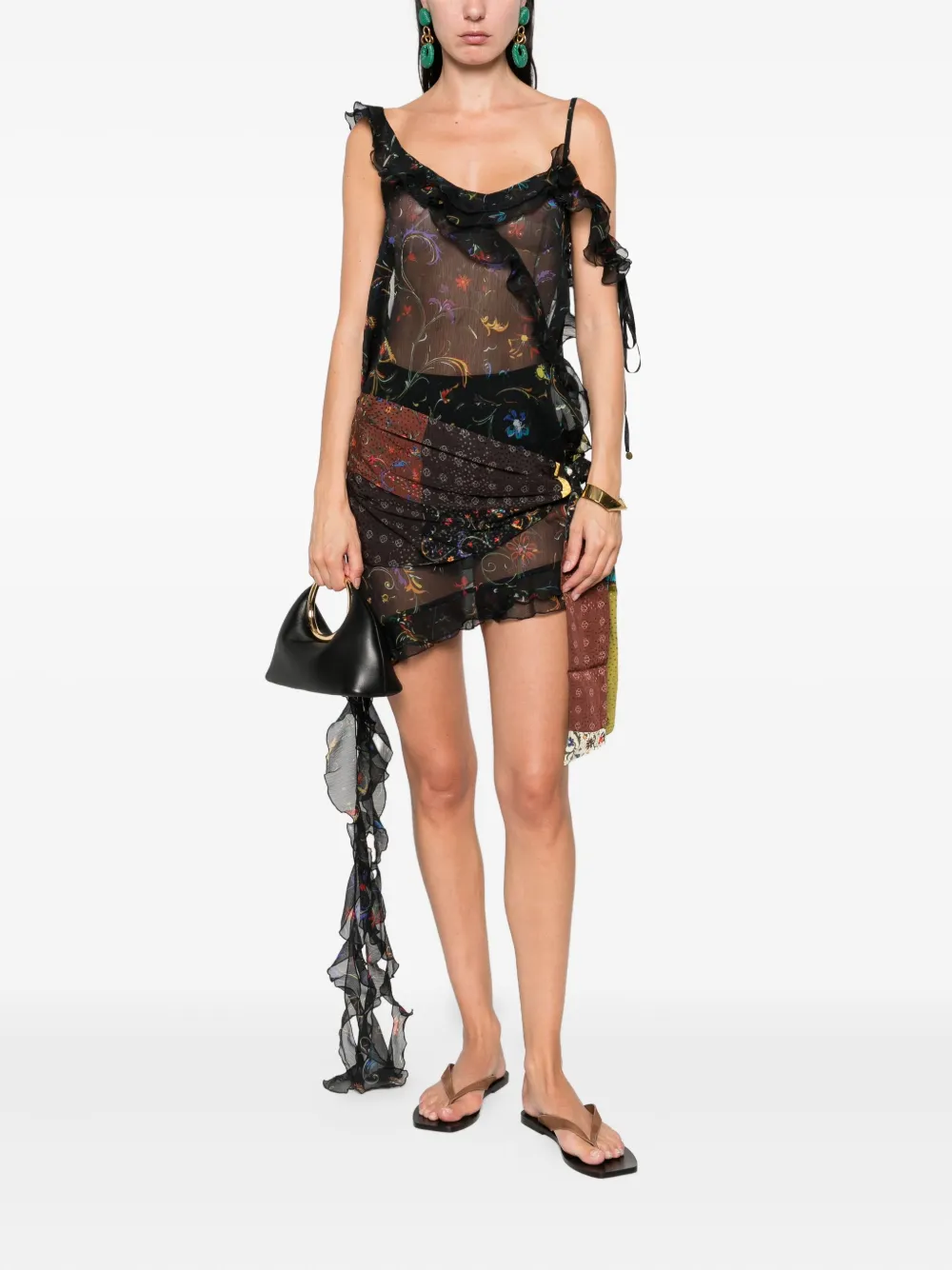 SIEDRES Jurk met bloemenprint Zwart