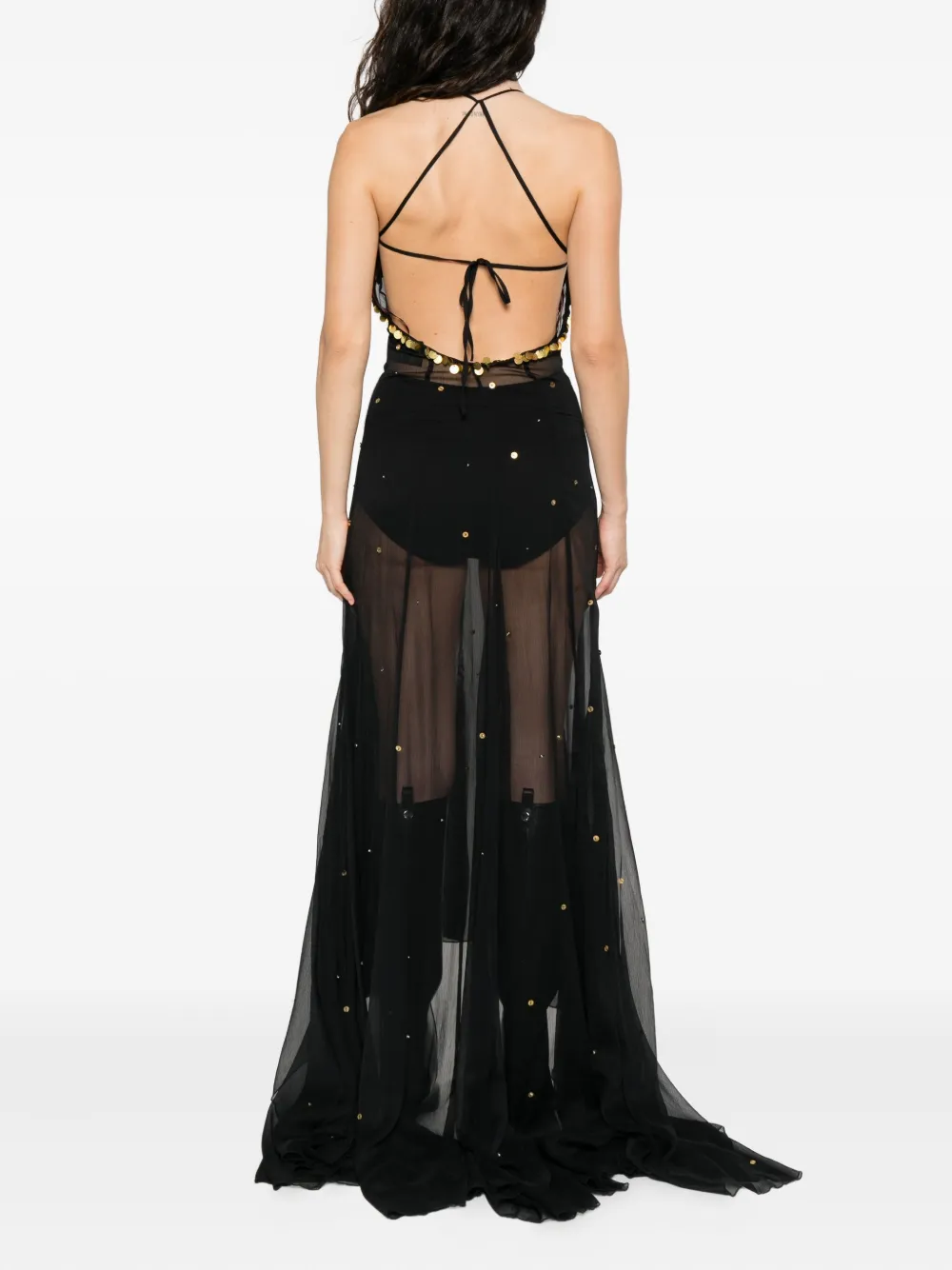 SIEDRES Vesina maxi-halterjurk met pailletten Zwart