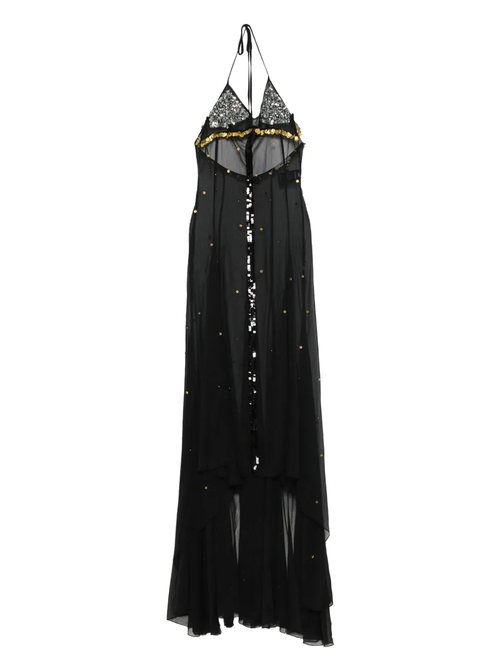 SIEDRES Vesina sequin-embellished halter-neck maxi dress - ブラック SIEDRES Vesina sequin-embellished halter-neck maxi dress - ブラック