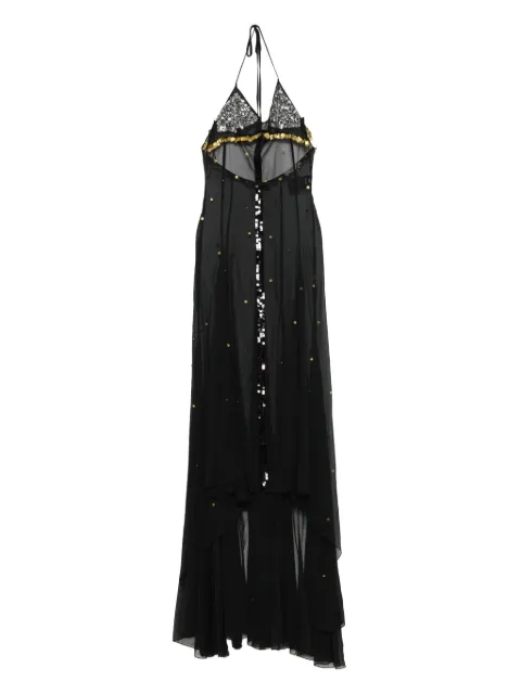 SIEDRES vestido largo Vesina con apliques lentejuelas y cuello halter