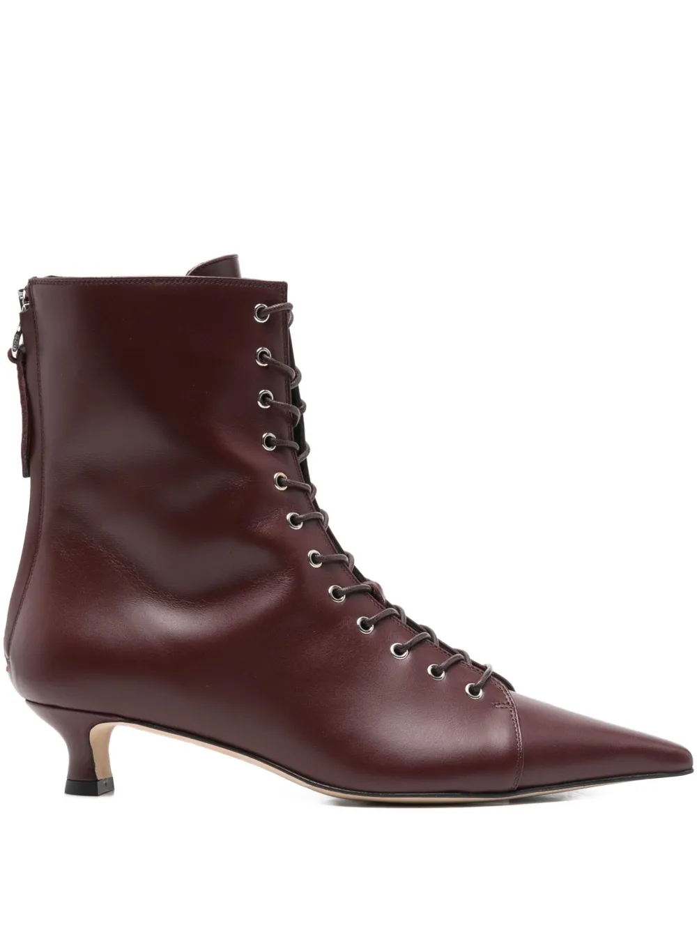 Aeyde 40mm Lace-up Pointed-toe Boots In Red
