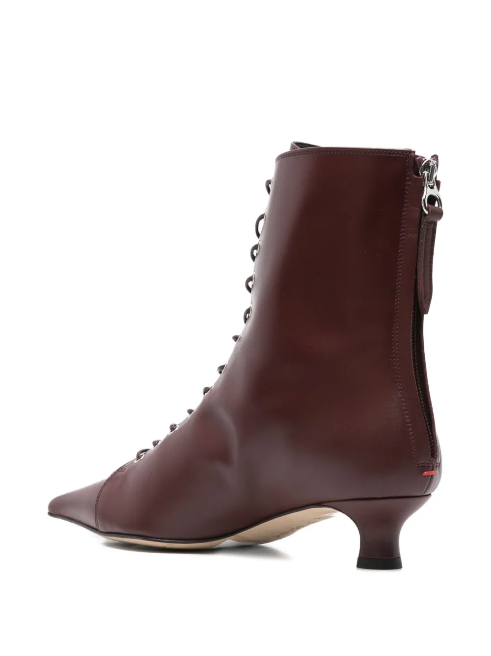 Aeyde 40mm Lace-up Pointed-toe Boots In Red