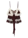 SIEDRES Rona ruffle lace top - Brown