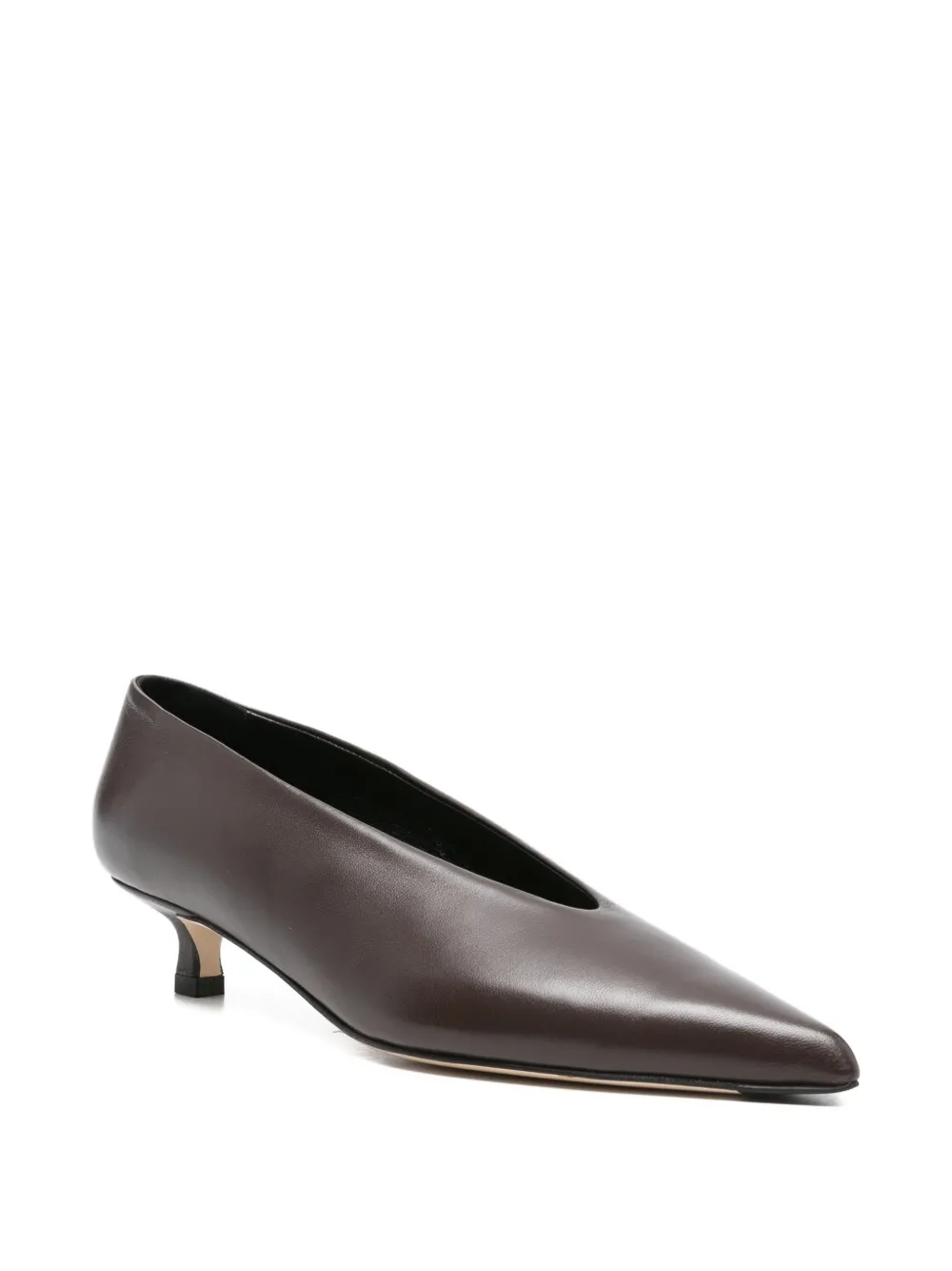 Aeyde 35mm pointed-toe kitten-heel pumps Brown