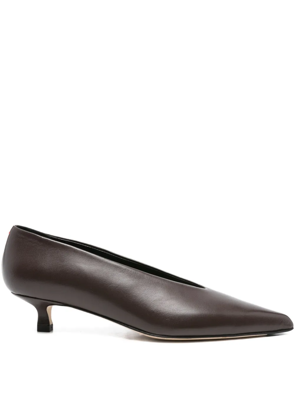Aeyde 35mm Pointed-toe Kitten-heel Pumps In Brown