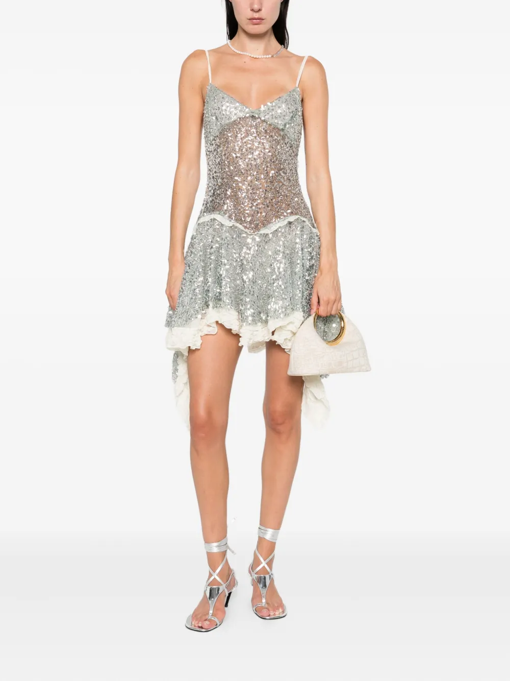 SIEDRES Miley jurk met pailletten en kant Groen