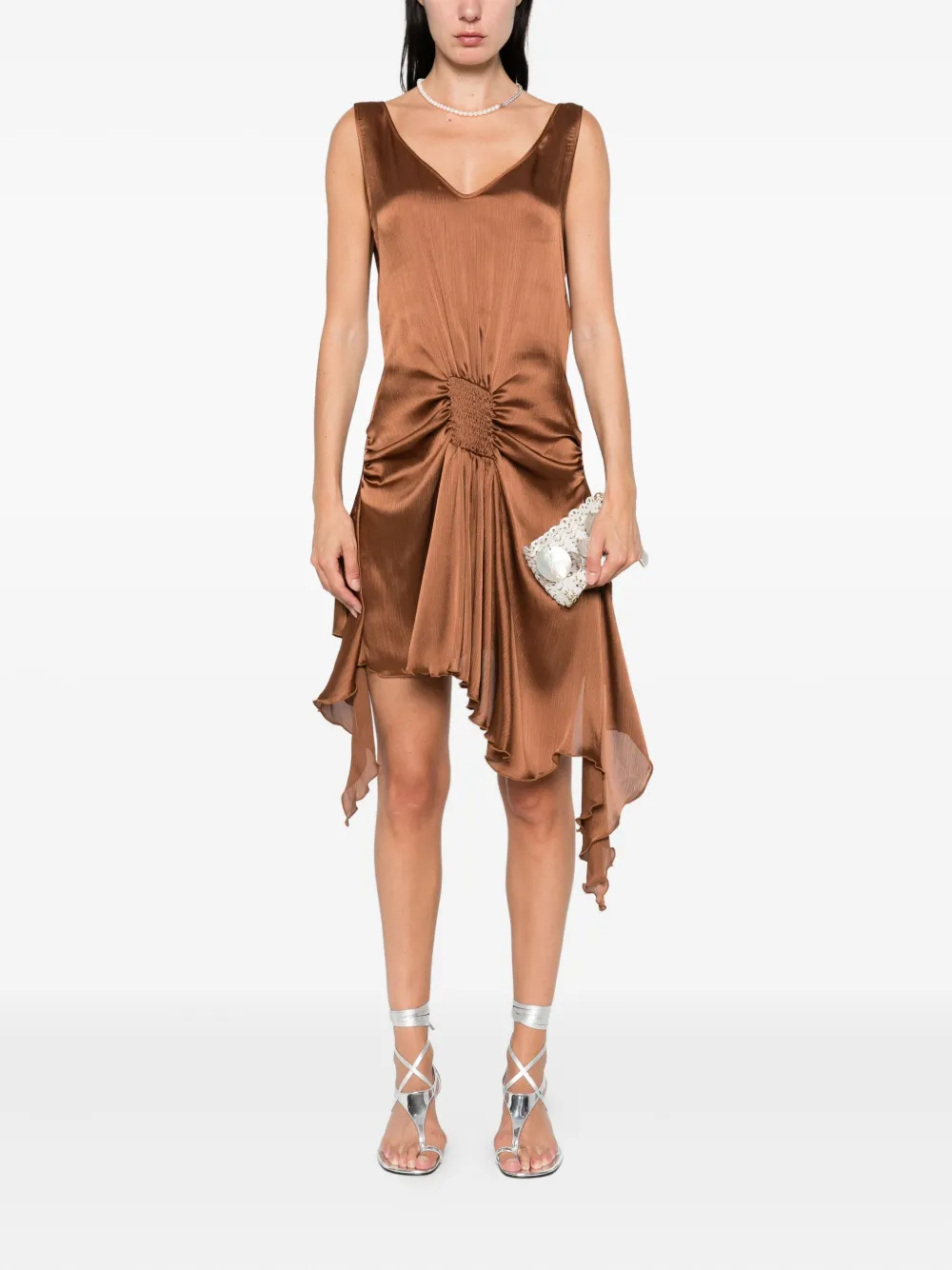 SIEDRES Jurk met ruches Bruin