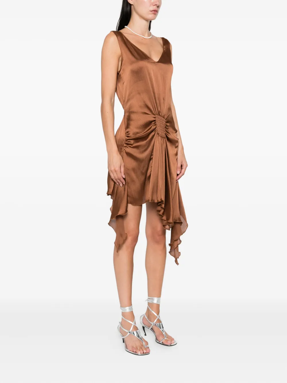 SIEDRES Jurk met ruches Bruin