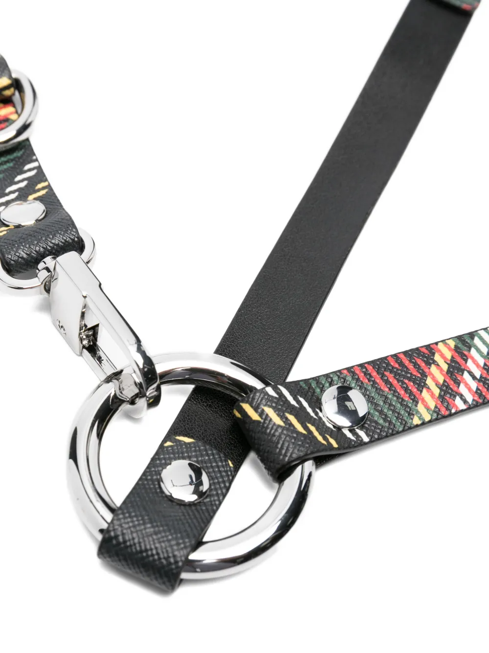 Vivienne Westwood stud plaid-pattern leather belt harness Zwart