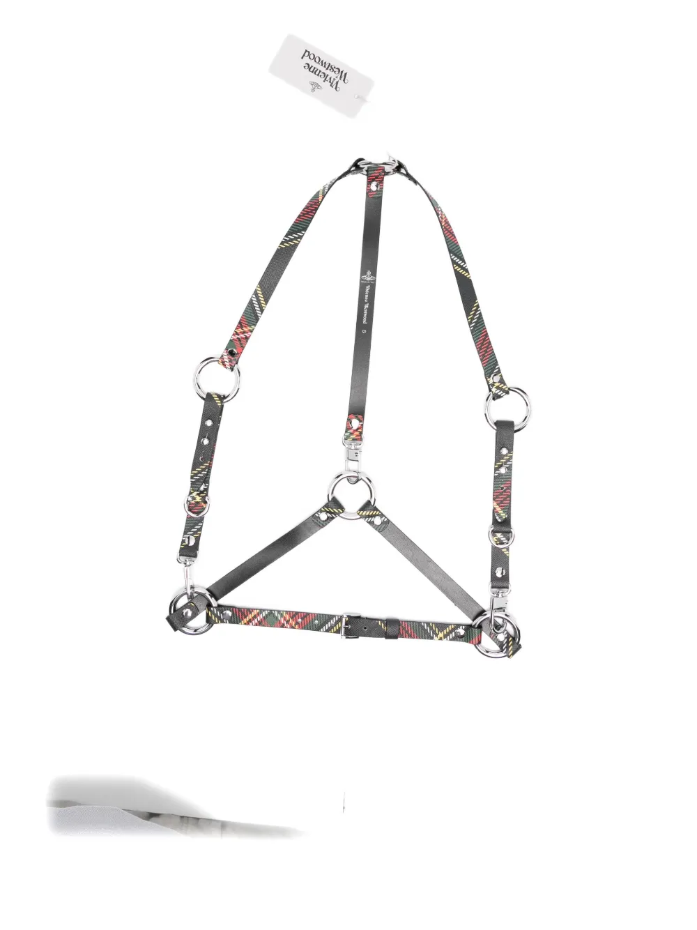 Vivienne Westwood Stud Plaid-pattern Leather Belt Harness In Gray