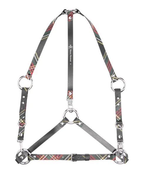 Vivienne Westwood stud plaid-pattern leather belt harness 