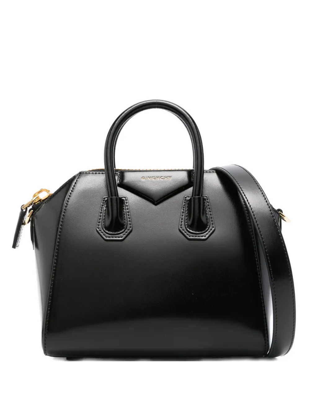 Givenchy mini Antigona patent-leather top-handle tote bag Zwart