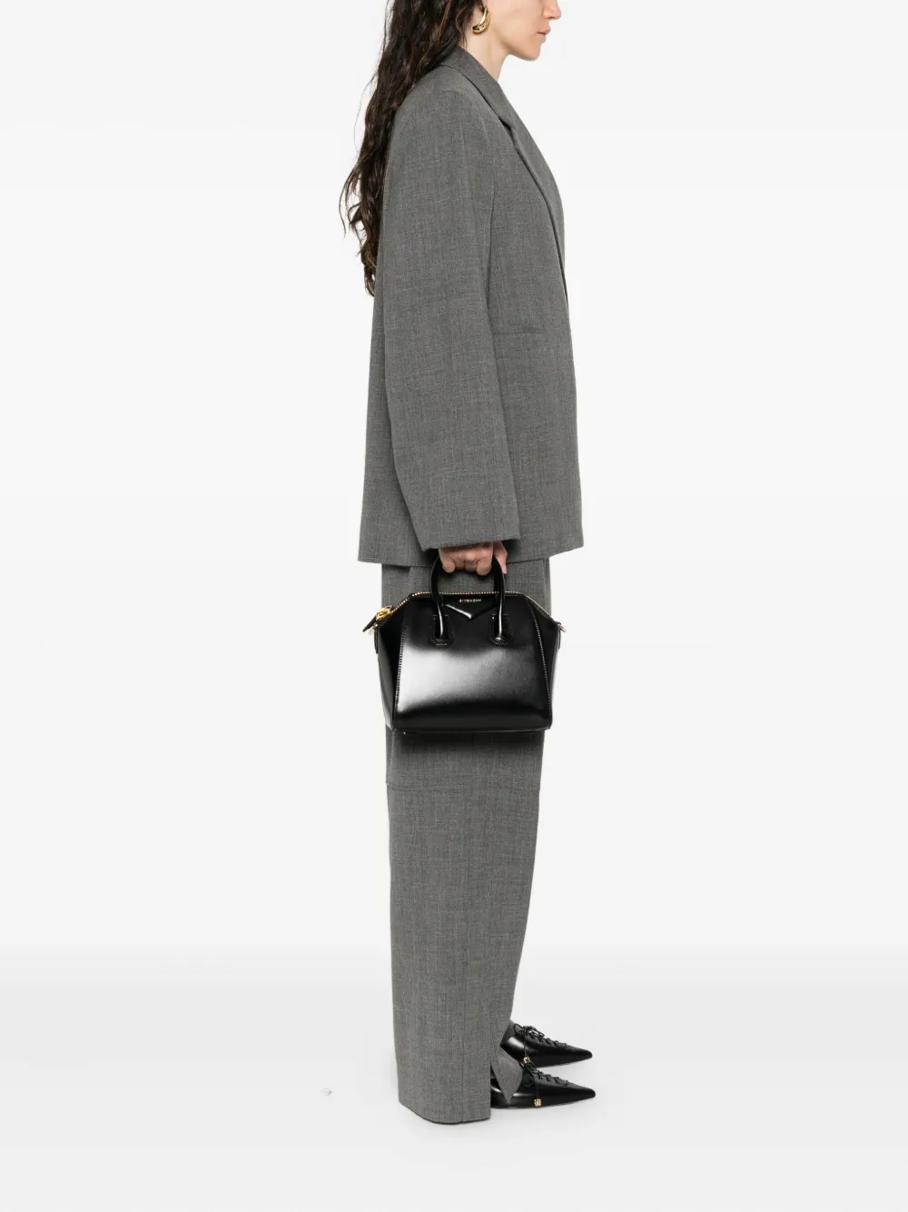 Givenchy mini Antigona patent-leather top-handle tote bag Zwart