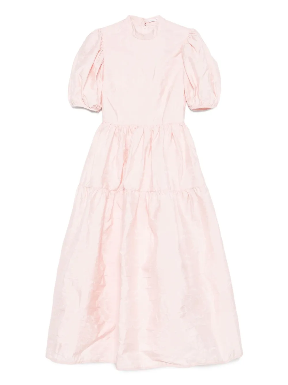 Cecilie Bahnsen puff-sleeve tiered midi dress Roze