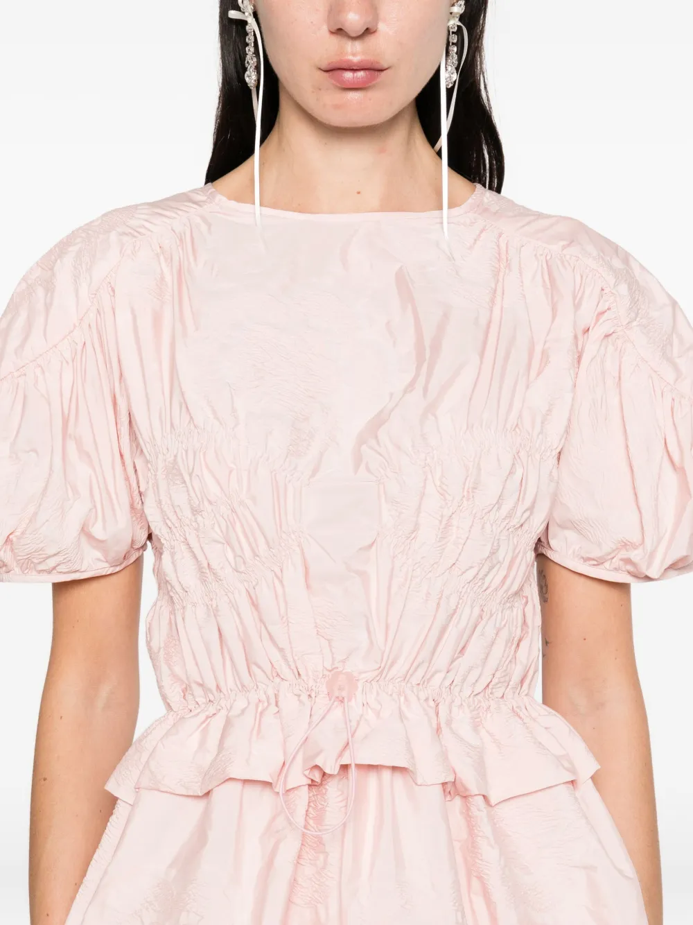 Cecilie Bahnsen puff-sleeve ruffled top Roze