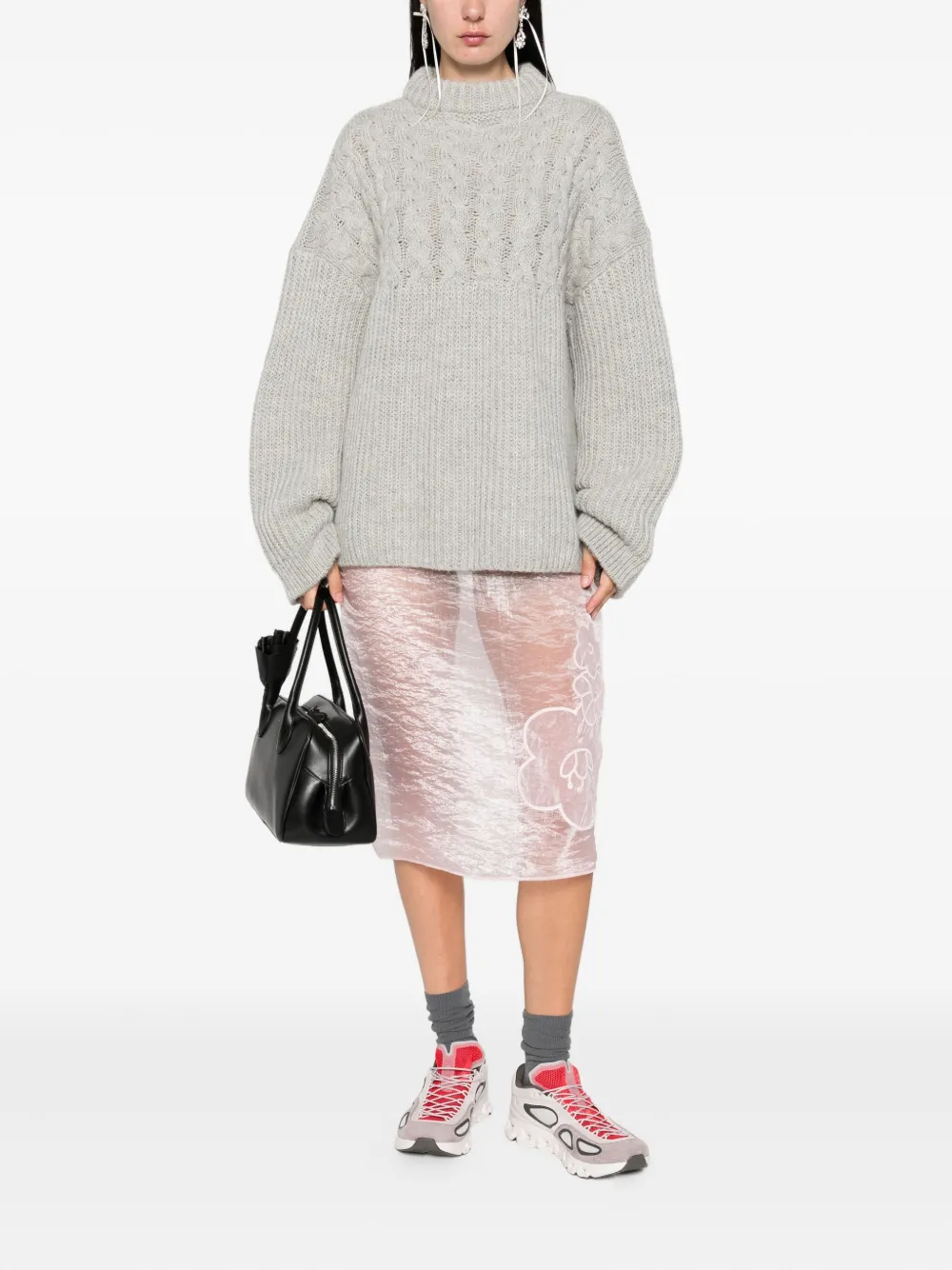 Cecilie Bahnsen cable-knit crew-neck sweater Grijs
