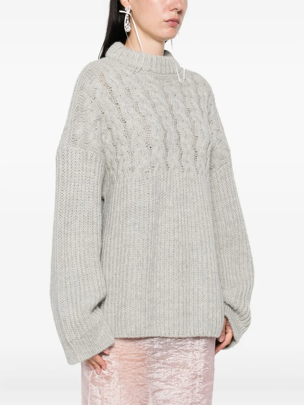 Cecilie Bahnsen cable-knit crew-neck sweater Grijs