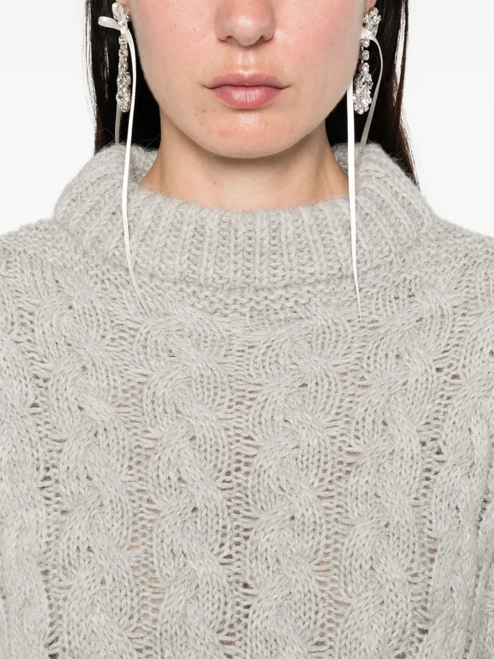 Cecilie Bahnsen cable-knit crew-neck sweater Grijs