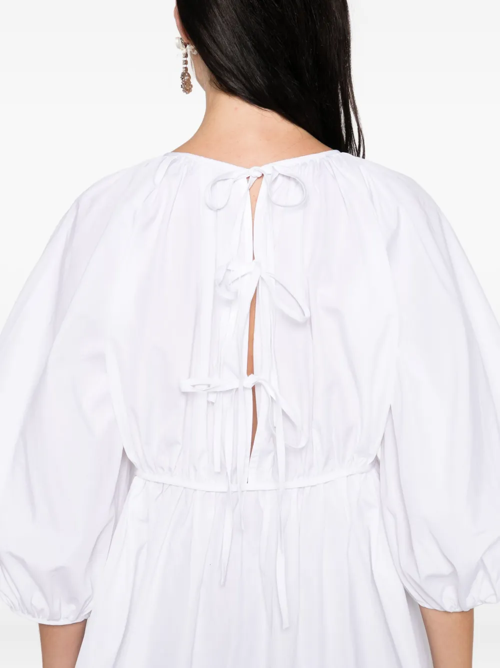 Cecilie Bahnsen gathered-waist puff-sleeve top Wit