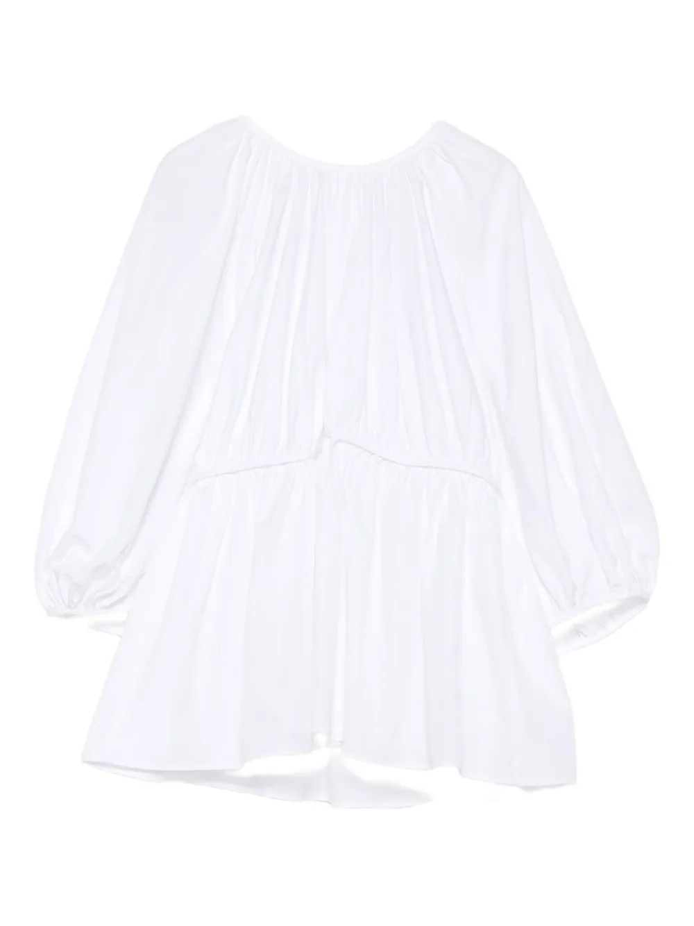 Cecilie Bahnsen gathered-waist puff-sleeve top Wit
