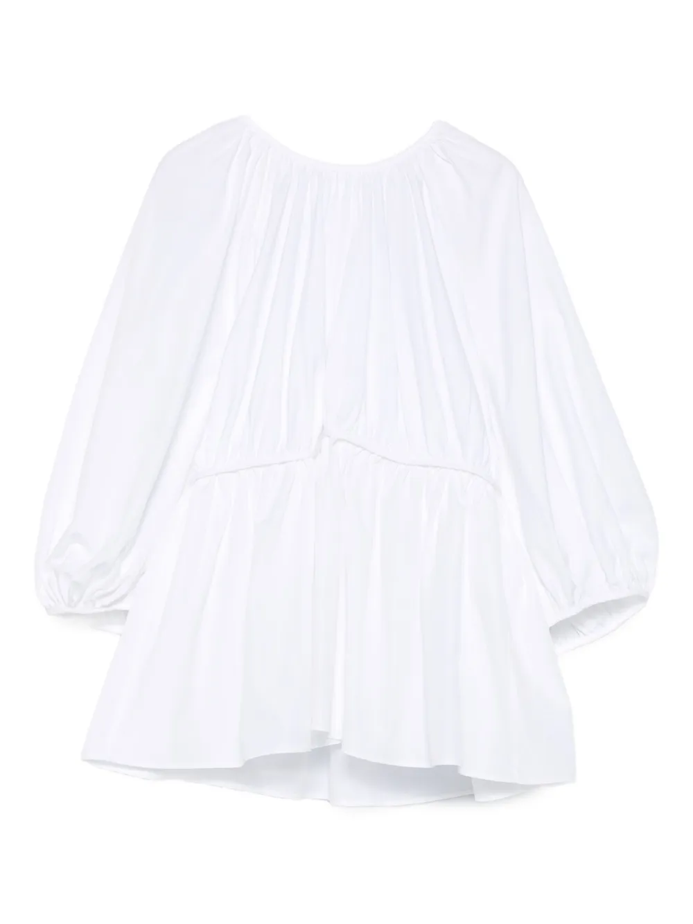 Cecilie Bahnsen gathered-waist puff-sleeve top Wit