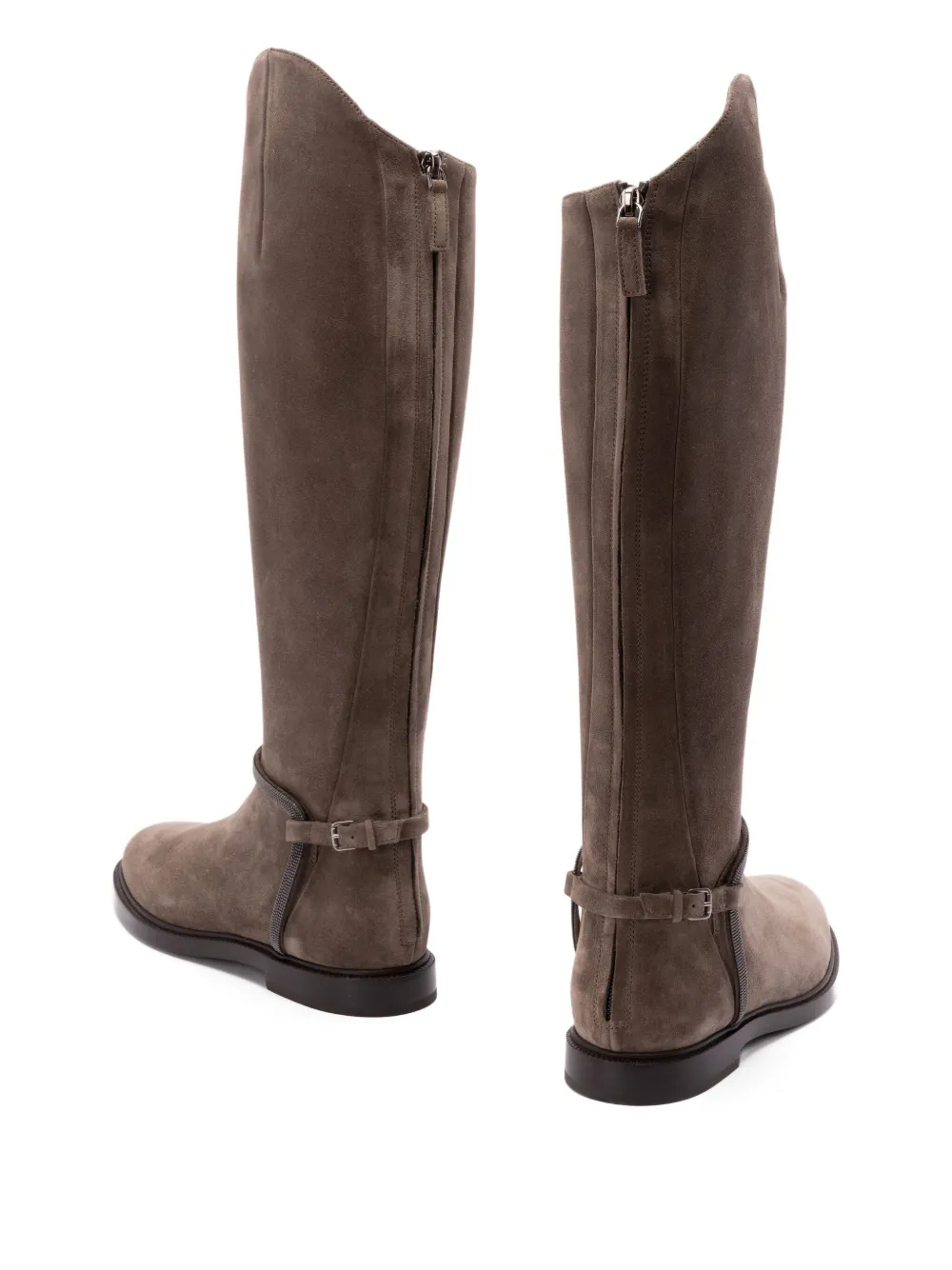 Brunello Cucinelli suede buckled boots Brown