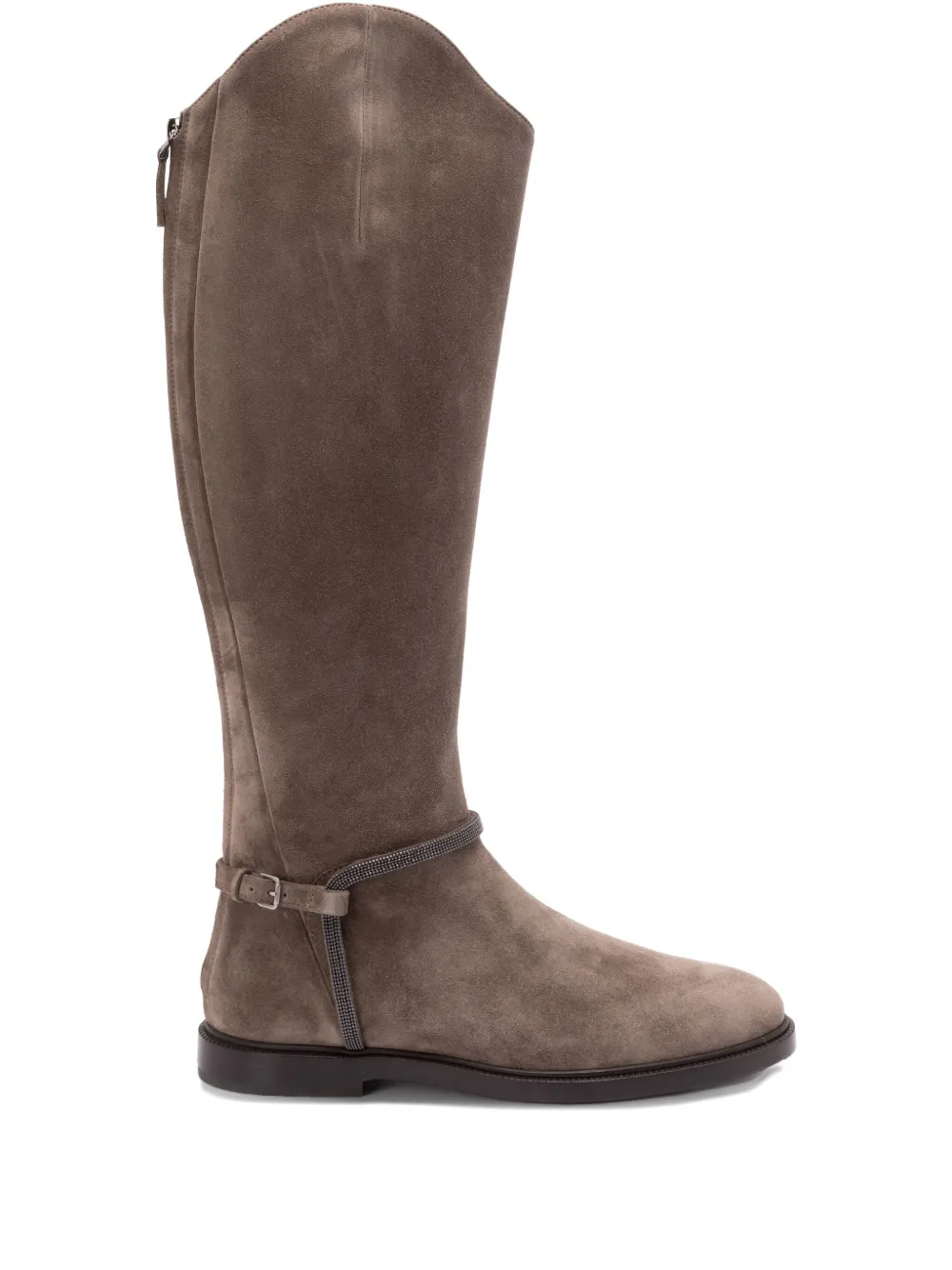 Brunello Cucinelli suede buckled boots Brown