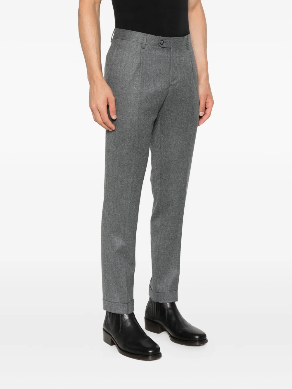 Barba Napoli geplooide wollen broek Grijs