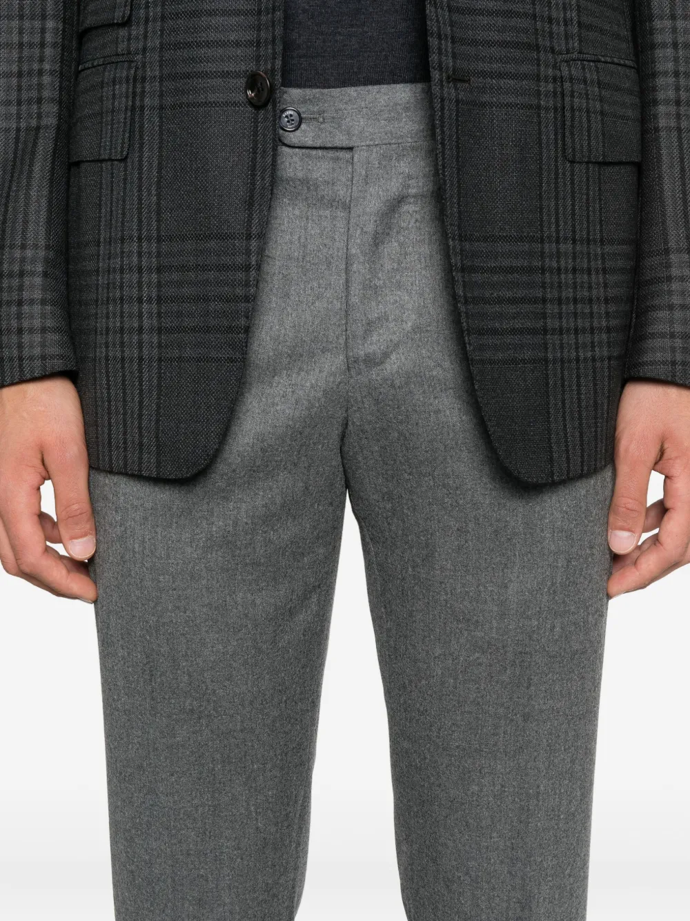 Barba Napoli geplooide wollen broek Grijs