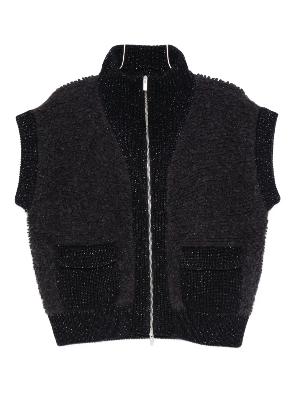 Peserico Zip-front Pocket Cardigan In Black
