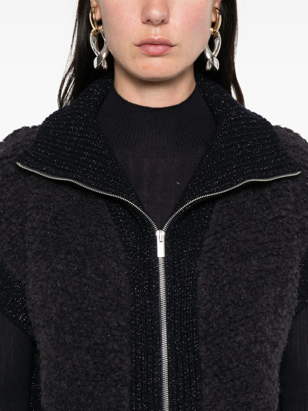 Peserico zip-front pocket cardigan Blauw