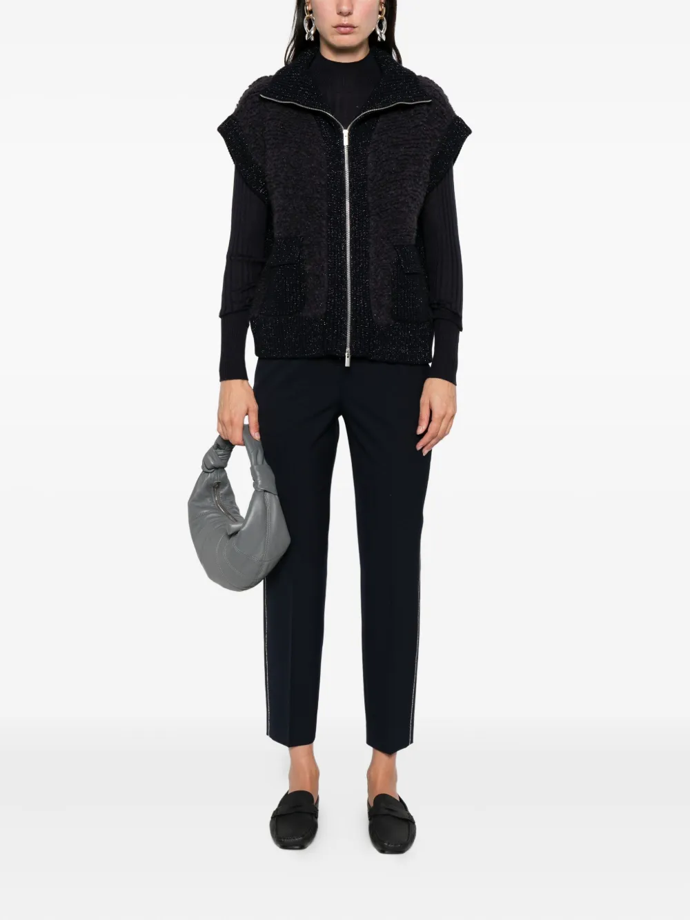 Peserico zip-front pocket cardigan Blauw