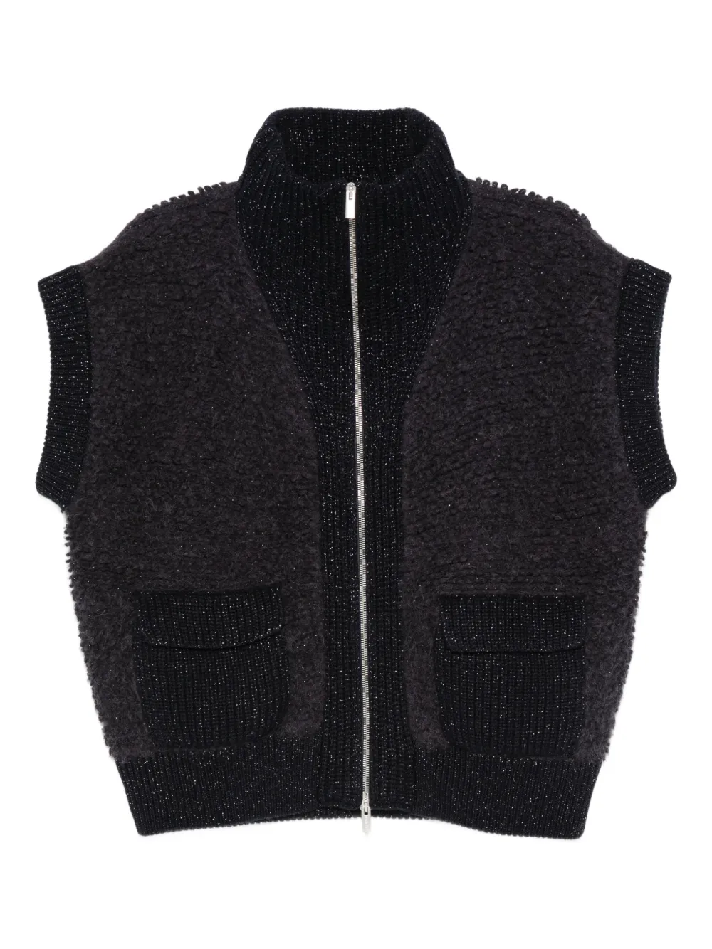 Peserico zip-front pocket cardigan Blauw